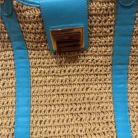 Talbots Tan and Blue Tote Bag - Picture 4 of 10